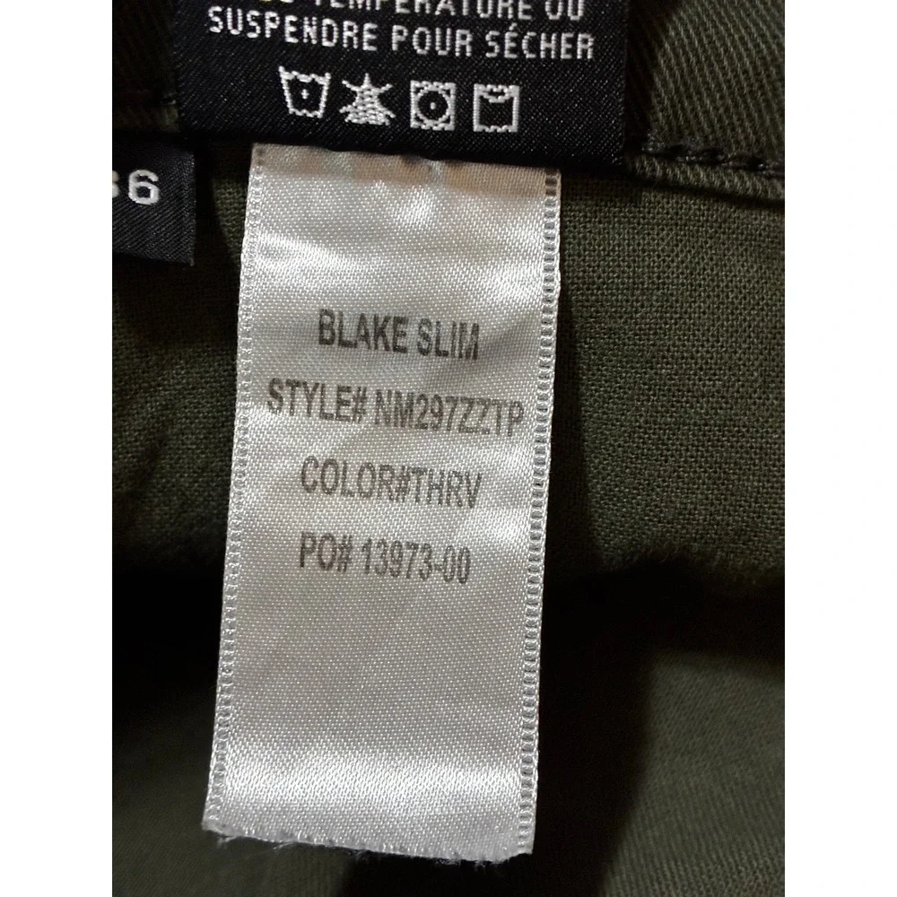 Hudson Blake Slim Straight Leg Pants Olive Green Mens 36 NM297ZZTP